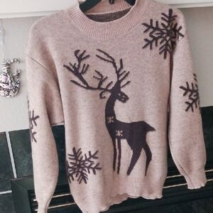 Reindeer Pattern Beige Sweater